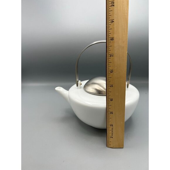Zero Japan Zen Teapot Kettle 4 Cup White Porcelain Stainless Lid & Handle* - Picture 3 of 13